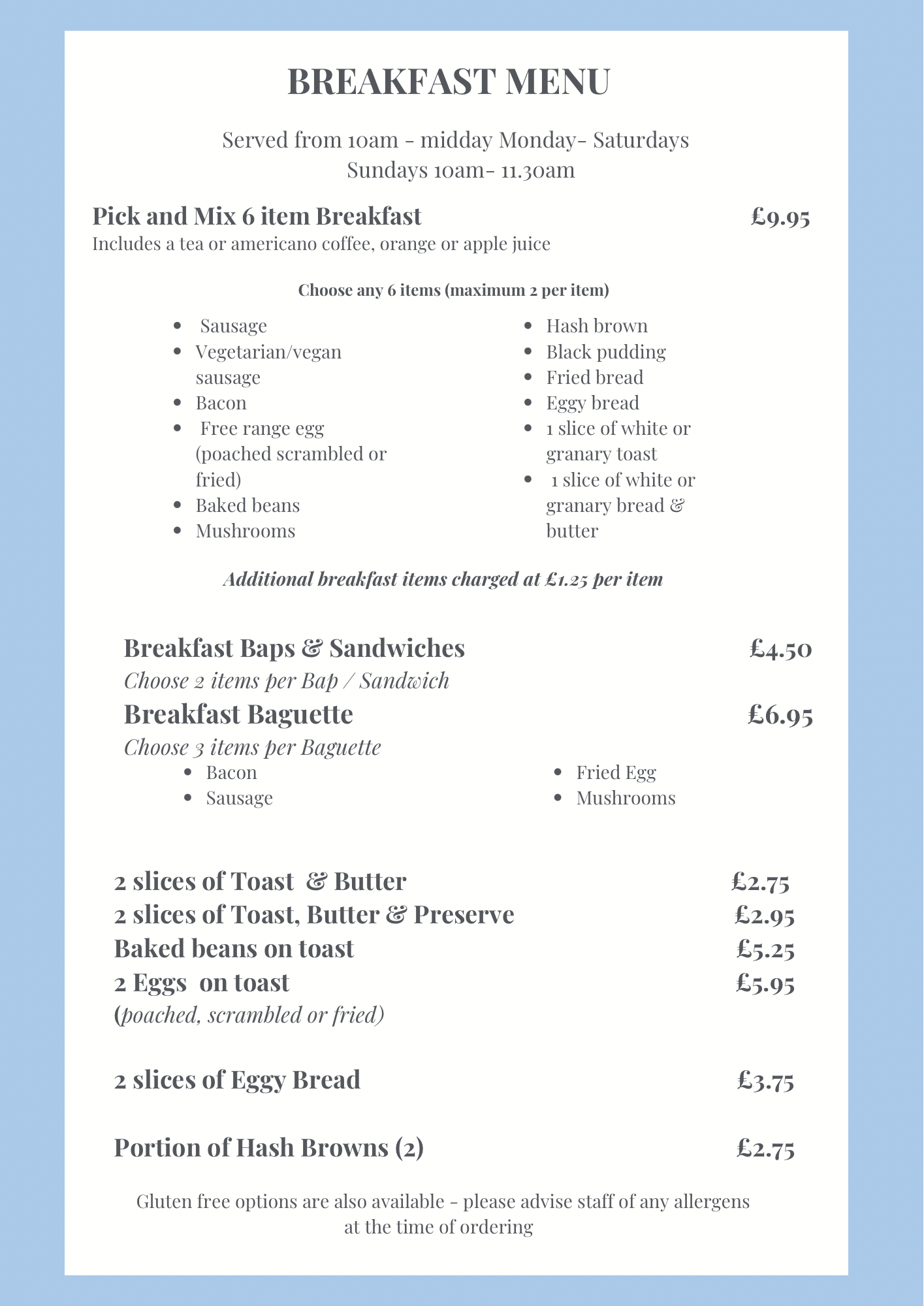 Beckets Tea Rooms - Breakfast